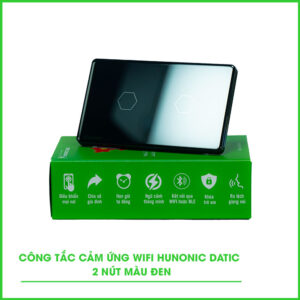 Công Tắc Cảm Ứng 2 Nút Wifi Hunonic Datic Màu Đen