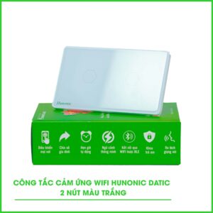 Công Tắc Cảm Ứng 2 Nút Wifi Hunonic Datic Màu Trắng