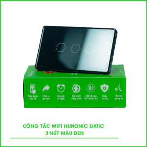 Công Tắc Cảm Ứng 3 Nút Wifi Hunonic Datic Màu Đen