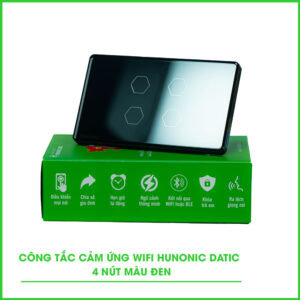 Công Tắc Cảm Ứng 4 Nút Wifi Hunonic Datic Màu Đen