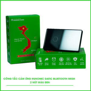 Công Tắc Cảm Ứng 2 Nút Bluetooth Mesh Hunonic Datic Màu Đen